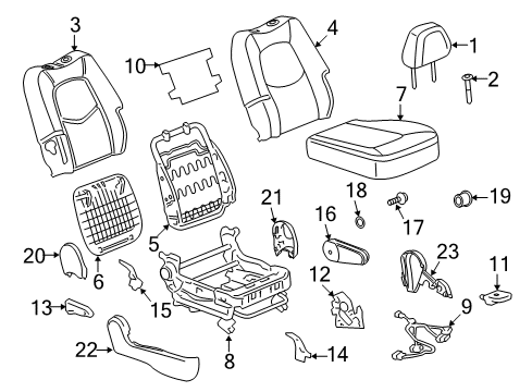 2007 Chevrolet HHR Front Seat Components Seat Back Cover Diagram for 15281787