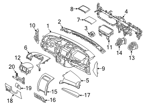 2012 Kia Sorento Instrument Panel Rotor-Glove Box Diagram for 815211UA00