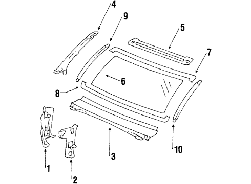 1984 Oldsmobile Omega Cowl Blade Asm, Windshield Wiper Diagram for 20350040