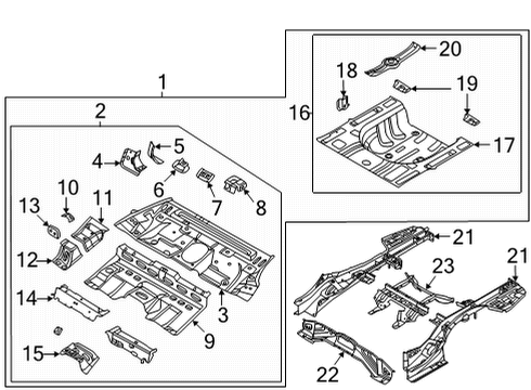 2022 Hyundai Sonata Rear Floor & Rails Bracket Assembly-Rr S/BE Diagram for 65557L1010