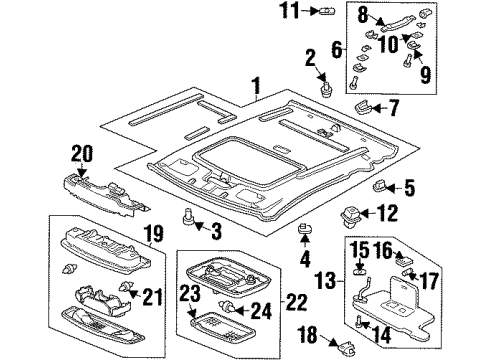 1999 Acura CL Interior Trim - Roof Holder Assy., Sunvisor *YR169L* (MILD BEIGE) Diagram for 88217-SM4-000ZQ