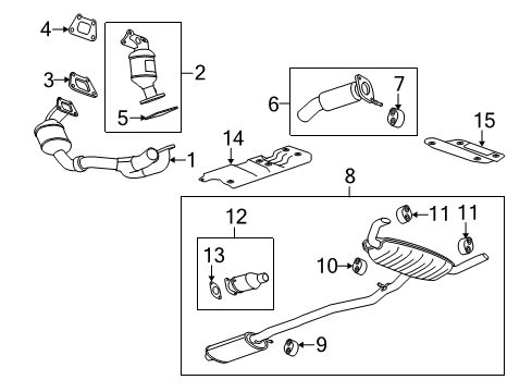 2011 Cadillac SRX Exhaust Components Converter & Pipe Diagram for 55567833