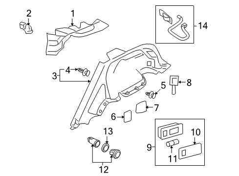 2010 Infiniti FX35 Interior Trim - Quarter Panels Garnish-Rear Pillar, LH Diagram for 76935-1CK0A