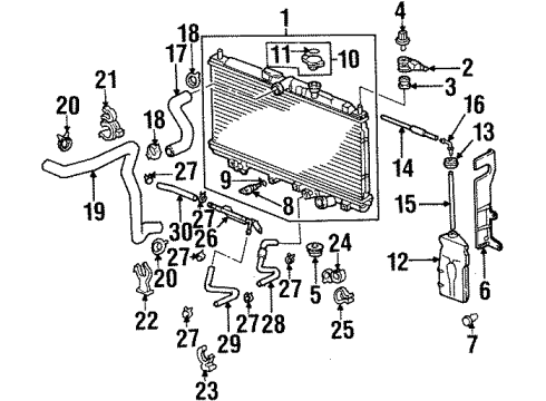 1999 Honda Prelude Radiator & Components Bracket, Radiator Mount (Upper) Diagram for 74171-S30-000