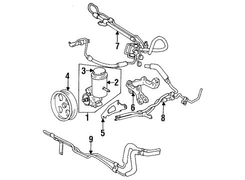 1994 Lexus GS300 P/S Pump & Hoses, Steering Gear & Linkage Power Steering Return Tube Sub-Assembly Diagram for 44406-30130