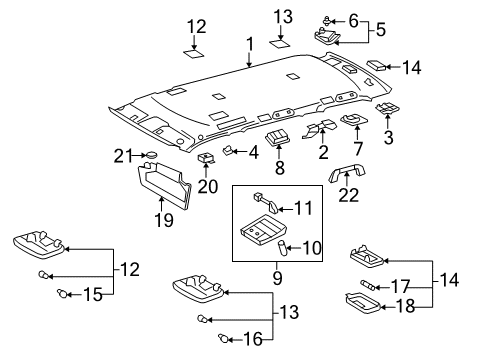 2008 Toyota Sequoia Interior Trim - Roof Headliner Diagram for 63310-0C914-B0