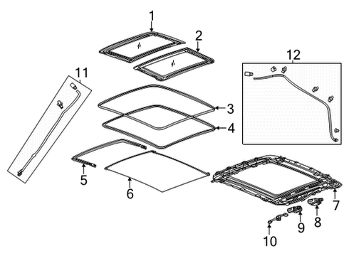 2021 Chevrolet Trailblazer Sunroof Fixed Glass Diagram for 42638879