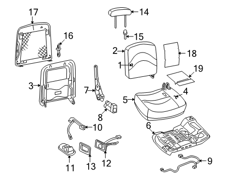 2003 Mercury Grand Marquis Front Seat Components Seat Cushion Pad Diagram for 3W3Z-54632A22-AE