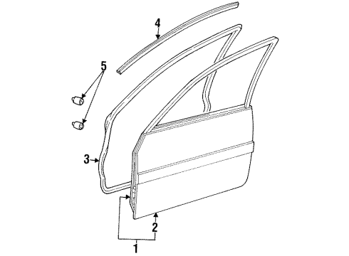 1998 Mercury Tracer Front Door Weatherstrip Diagram for F7CZ-5420531-AD