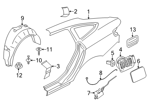 2017 BMW 340i GT xDrive Quarter Panel & Components Cover, Wheel Housing, Rear Left Diagram for 51717288905