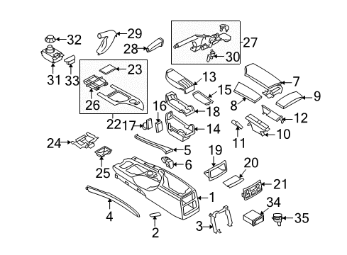 2005 BMW 525i Parking Brake Centre Console Diagram for 51169191776