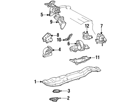 1993 Toyota Corolla Engine & Trans Mounting Stay, Engine Mounting, LH Diagram for 12318-15020