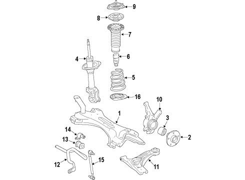 2011 Scion xB Front Suspension Components, Lower Control Arm, Stabilizer Bar Strut Diagram for 48510-80363