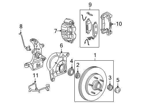 2006 Lincoln Mark LT Front Brakes ABS Sensor Diagram for 5L3Z-2C204-AD