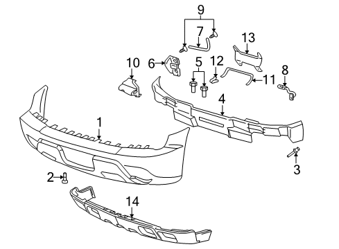 2006 Chevrolet Avalanche 1500 Front Bumper Bumper Assembly Diagram for 15095920