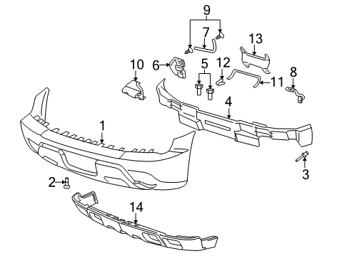 2006 Chevrolet Avalanche 1500 Front Bumper Mount Plate Brace Diagram for 15063706