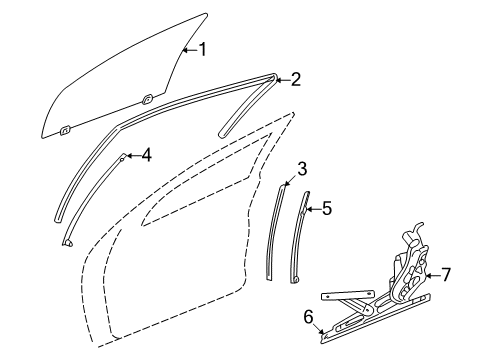 2004 Chrysler Sebring Front Door WEATHERSTRIP-Front Door Glass Diagram for 4814623AE