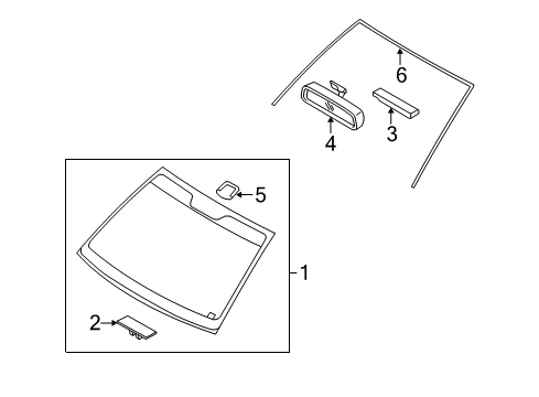2011 Kia Rio5 Windshield Glass, Reveal Moldings Spacer-Windshield Upper Diagram for 861222D000