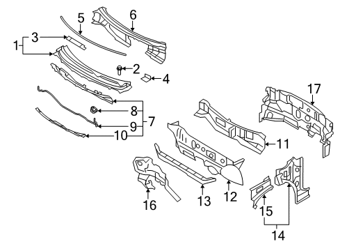 2008 Nissan Rogue Cowl INSULATOR-Dash Lower, Front Diagram for 67810-3UF0B