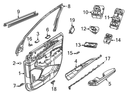 2021 Jeep Grand Cherokee L Front Door Motor-Window Regulator Diagram for 68499664AA