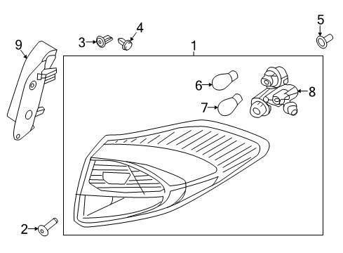 2017 Hyundai Tucson Bulbs Rear Combination Holder & Wiring, Exterior Diagram for 92480-D3010