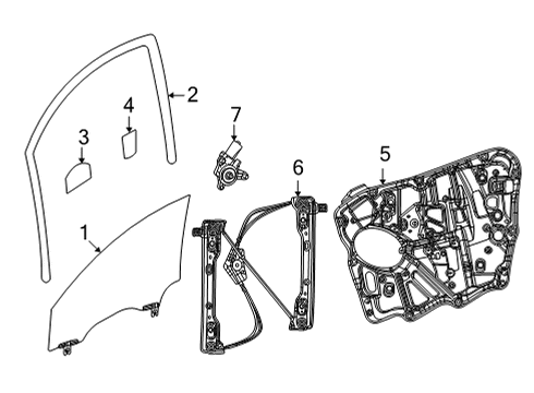 2022 Jeep Wagoneer Front Door Glass & Hardware WEATHERST-FRONT DOOR GLASS RUN Diagram for 68406231AF