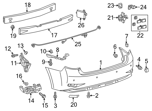 2016 Lexus ES350 Parking Aid Sensor, Ultrasonic Diagram for 89341-06050-E1