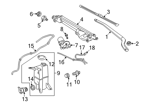 2007 Toyota Tundra Wiper & Washer Components Washer Hose Extension Diagram for 90068-33053