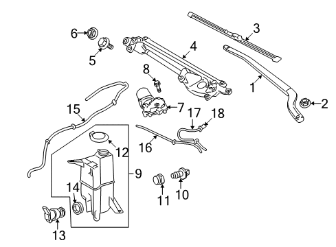 2007 Toyota Tundra Wiper & Washer Components Washer Hose Diagram for 90068-33052