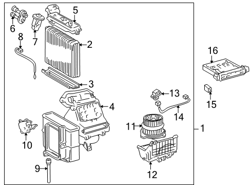 2005 Scion xB A/C Evaporator Components Evaporator Assembly Diagram for 87030-52571
