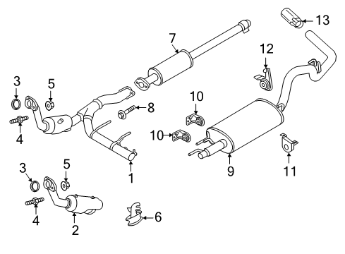 2019 Ford F-150 Exhaust Components Muffler Front Bracket Diagram for FL3Z-5260-B