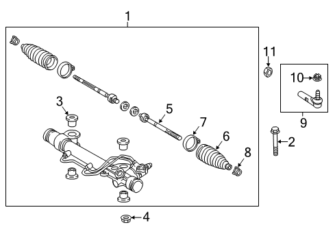 2022 Toyota Tacoma Steering Gear & Linkage Gear Assembly Mount Bolt Diagram for 90119-A0137