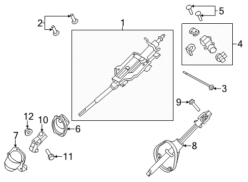 Diagram for 2011 Ford Escape Steering Column Assembly 