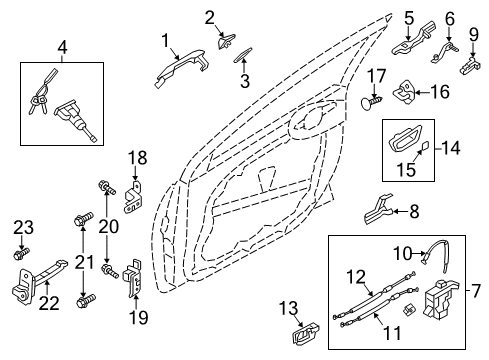 2015 Hyundai Elantra GT Front Door Pad-Door Outside Handle, RH Diagram for 82664-A5000