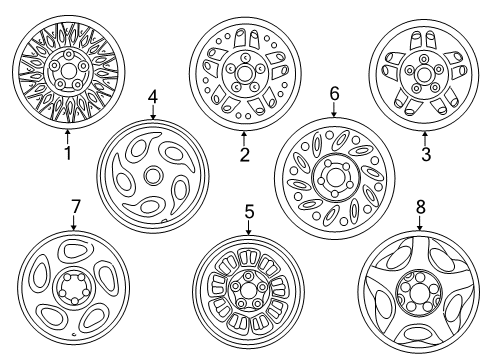 1998 Ford Explorer Wheels Wheel, Alloy Diagram for F67Z1007GA