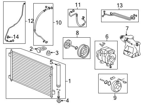 2013 Honda Accord A/C Condenser, Compressor & Lines Set, Stator Diagram for 38924-5A2-A01