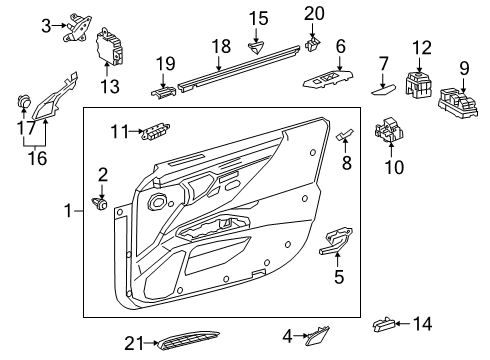2021 Lexus ES350 Front Door Master Switch Assembly Diagram for 84040-06100