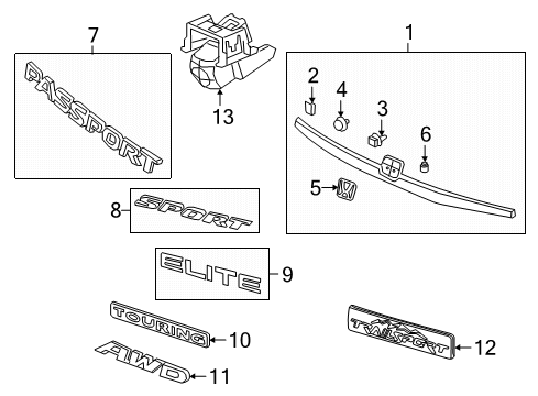 2019 Honda Passport Parking Aid EMBLEM, H-MARK (80) Diagram for 75701-TGS-A00