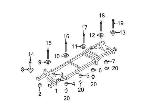 2011 Ford E-250 Frame & Components Upper Insulator Retainer Diagram for F2UZ-1000157-A