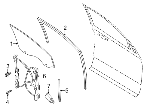 2020 Ford Expedition Front Door Run Channel Diagram for JL1Z-7821597-C