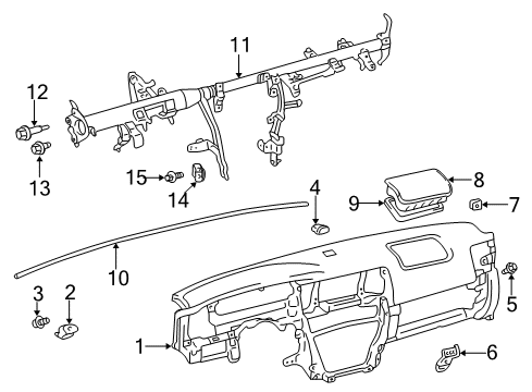 2003 Toyota 4Runner Cluster & Switches, Instrument Panel Retainer, Dash Panel Silencer Diagram for 55217-35020
