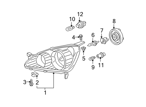 2006 Honda CR-V Bulbs Headlight Unit, Driver Side Diagram for 33151-S9A-A11