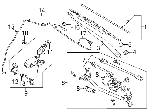 2014 Nissan Versa Wiper & Washer Components Washer Nozzle Assembly, Driver Side Diagram for 28933-1HB1A