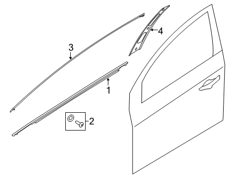 2019 Hyundai Sonata Exterior Trim - Front Door Weatherstrip Assembly-Front Door Belt Outside LH Diagram for 82210-C1000