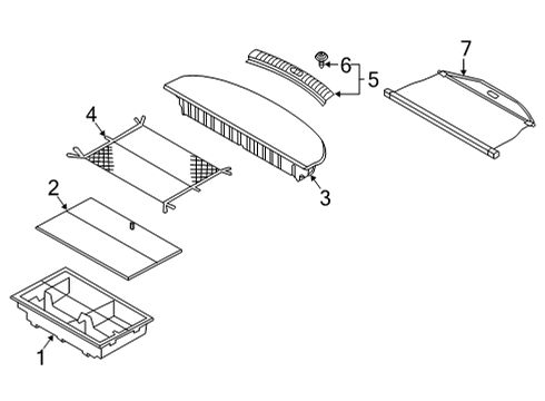 2021 Hyundai Santa Fe Interior Trim - Rear Body Tray-Luggage, Center Diagram for 85750-S2500-NNB