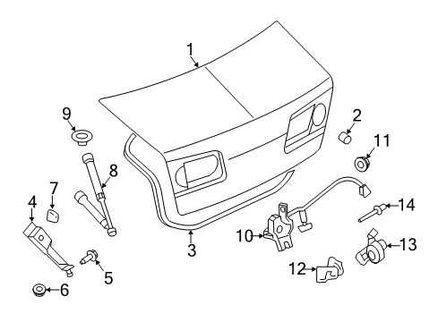 2009 Lincoln MKZ Trunk Hinge Nut Diagram for -N811198-S437