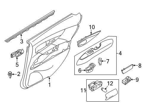 2018 Infiniti Q70L Interior Trim - Rear Door Rear Door Grip Assembly, Right Diagram for 82940-1PN1C