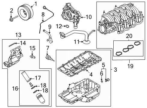 2022 Ford Mustang Engine Parts Oil Filter Diagram for KR3Z-6A832-A