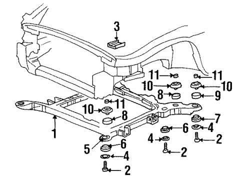 2001 Oldsmobile Aurora Suspension Mounting - Front Insulator Asm-Drivetrain & Front Suspension Frame L Diagram for 25691394