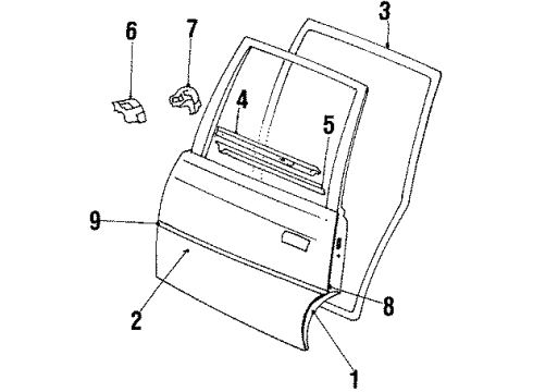 1986 Pontiac 6000 Rear Door Molding Kit, Rear Door Diagram for 12331354